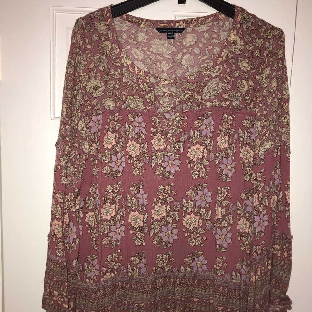 Dusty Purple Flower Blouse
